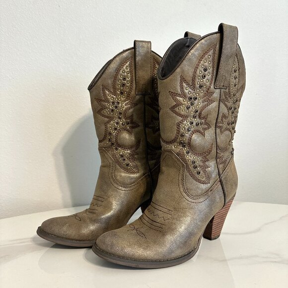 Very Volatile Shoes - Rhinestone Studded Western Cowboy Boots
